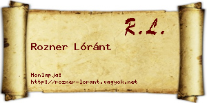 Rozner Lóránt névjegykártya